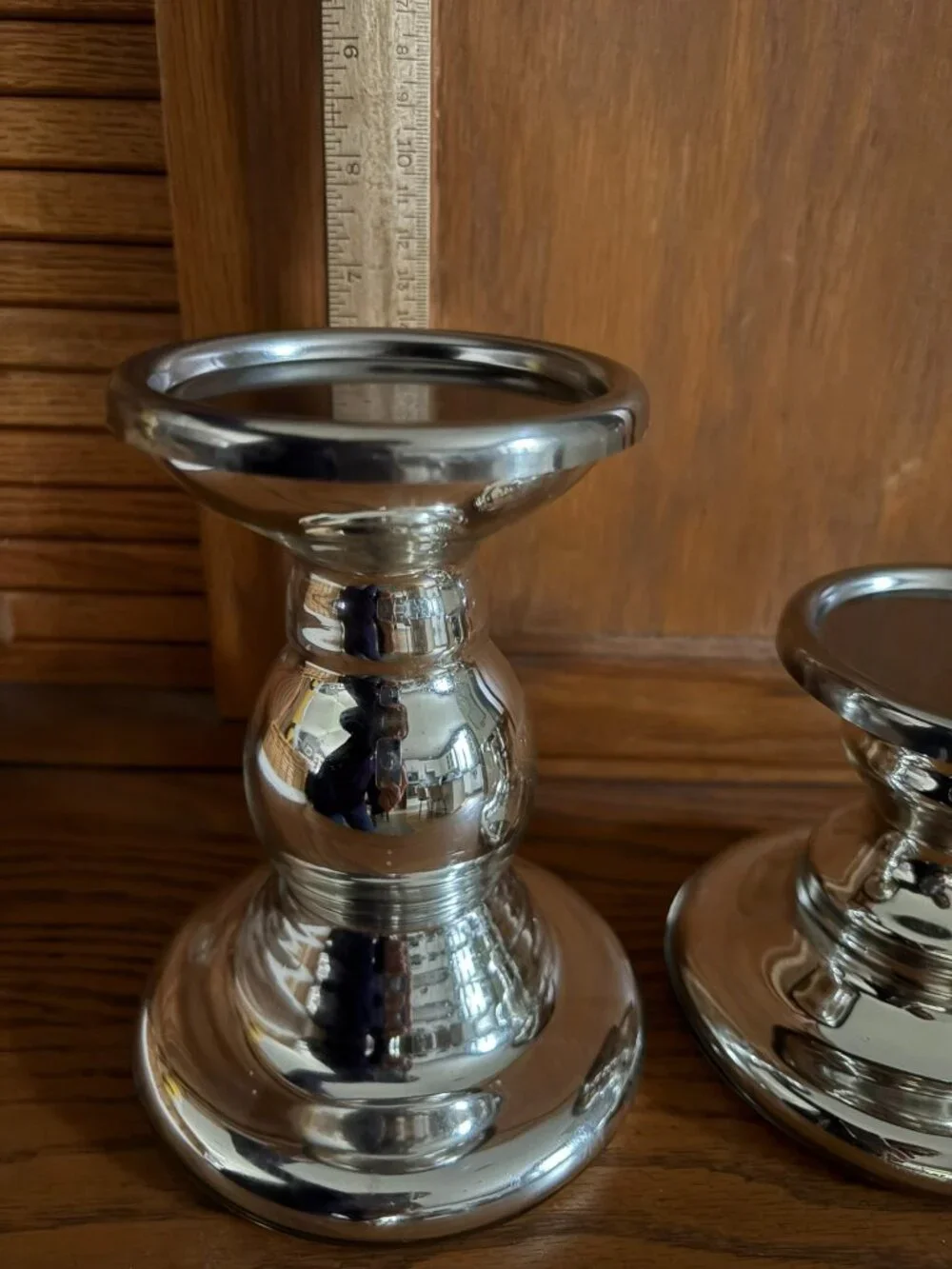 IKEA pair of Polished Silver Metal Candle Holders, 6.5